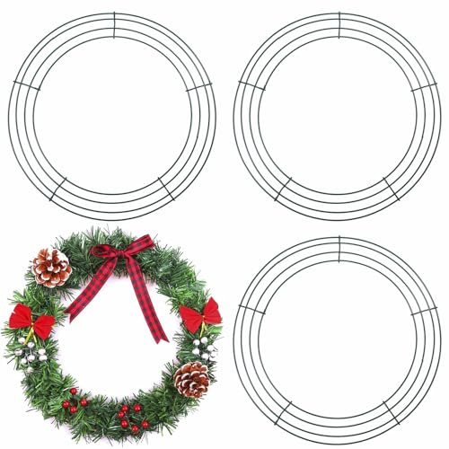 QISF Drahtkranzrahmen, 40,6 cm, Metall, Weihnachtskranz, Ring, Bastelkranz, Basis für Weihnachten, Thanksgiving, Halloween, Hochzeitskranz, Rahmen, Kranzherstellung, Zubehör, 4 Stück