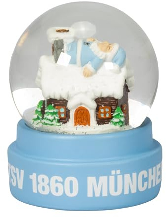 TSV 1860 München Schneekugel Weihnachtsdekoration Weihnachten, ca. 8 × 6 cm, Glas und Kunstharz