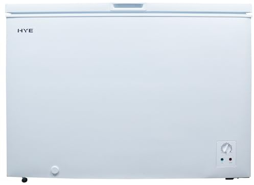 HYE Chest Freezer - 299L Capacity, Freestanding Design, White | Quiet 41 dB Operation, Mechanical Temperature Control, 360° Castors, Perfect For Utility Rooms, Garages & Outbuildings