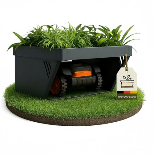 Novaterra - Garage per robot tosaerba in metallo - L 60 × P 70 × A 39,6 cm - Garage premium per robot tosaerba con tettoia inclinata e adatta per piante - compatibile con i principali modelli di robot