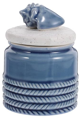 NIYANGLE Barattolo Ceramico Coperchio Stile Marino per Tè Caffè Caramelle | Contenitore Blu Multiuso, Protezione Antiumidità, Design Nordico Decorativo, per Conservare Dolci, Infusi e Alimenti Secchi