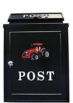 ARBORIA Postbox Letterbox Wall Mounted Mailbox Lockable Letter Mail Post Box Agricultural Red Tractor Design Style Secure Fashion Garden Outdoor Post Box