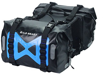 WILD Heart wasserdichte Tasche Motorrad Satteltasche 50L Tankrucksack Motor Seitentasche(Schwarz)