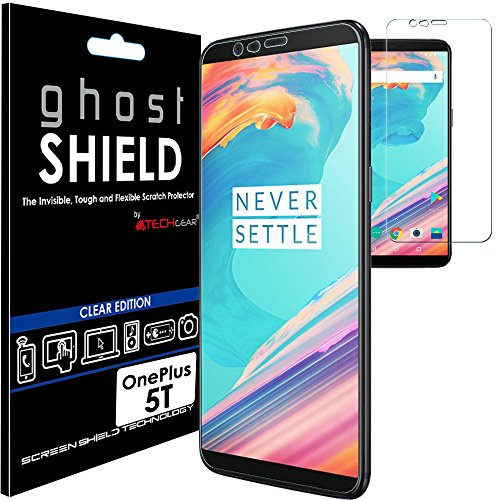 TECHGEAR Screen Protector to fit OnePlus 5T [ghostSHIELD Edition] Genuine Reinforced Flexible TPU Screen Protector Guard Covers with Full Screen Coverage inc Curved Screen