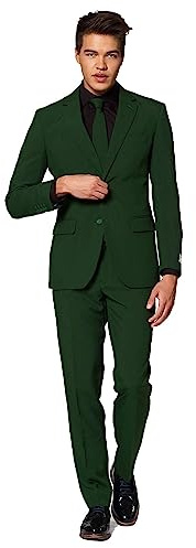 OppoSuits Modisch Party Einfarbige Anzüge für Herren - Mit Jackett, Hose und Krawatte, Grün (Glorious Green), 48