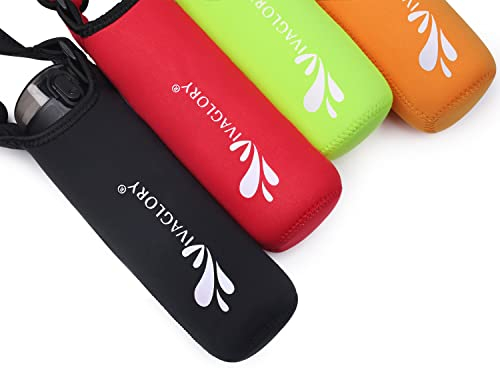 VIVAGLOR Water Bottle Carrier, Lightweight Comfortable Neoprene Water Bottle Holder Bag for Daily Walking, Hiking and Other Outdoor Activities, Fits 6-7CM Diameter, Black