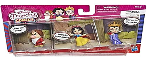 Disney Princess Comics Puppen, Snow White's Story Moments Wunsch mit böser Königin und Grumpy, 3 Sammler-Spielfiguren und Comic-Strip