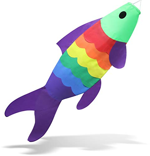 Anley 40-Zoll-Karpfen Windsack - Regenbogen Koi Gold Fisch Wind Streamer - Japanische Cartoon Flagge für Garten, Hinterhof Dekor