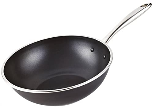 MAGEFESA Prisma - Wok Negro 28cm, Acero Inoxidable 18/10, Para Todo Tipo de Cocinas, Inducción, Horno, Antiadherente Triple Capa, Libre de PFOA/PTFE