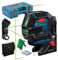 Bosch Professional Livella Laser GCL 2-50 G,laser verde, da interno, supporto RM 10, morsetto per soffitto, raggio d'azione visibile fino a 15 m, 4x batterie AA, valigetta