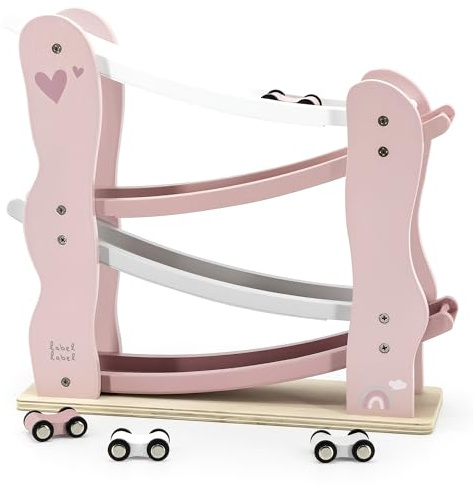 Label Label Houten Autobaan Roze