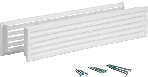 INTERNAL VENTS Door Vent for Interior Doors 45cm x 9cm - Two Sided Door Louvers | for Bathroom, Cabinet | Plastic air Vent Grille | Outer Dimensions 45cm x 9cm for 43cm x 7,5cm Opening (White)