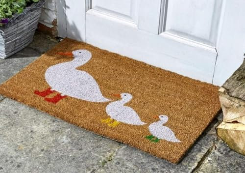 Garden Mile Ducks in Boots Coir Doormat | Durable Indoor/Outdoor Rectangular Door Mat | 45 x 75 cm | Brown