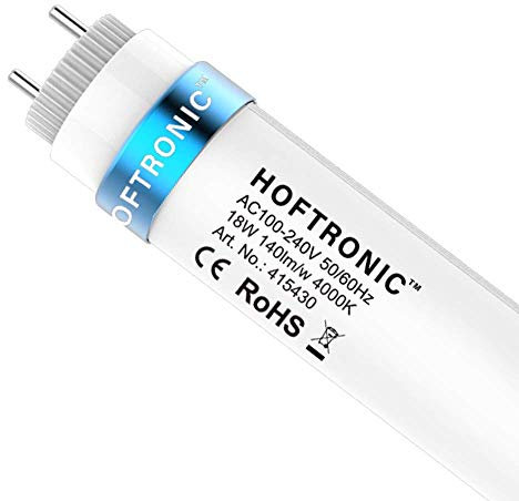HOFTRONIC - LED Röhre 60cm - 9 Watt 1260 Lumen (140lm/W) - T8 G13 - LED Leuchtstoffröhre Flimmerfrei - Warmweiß 3000K Tube Röhrenlampe - Lebensdauer: 50.000 Stunden 5 Jahre Garantie