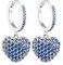 Orecchino a cerchio da donna a forma di cuore, orecchini a goccia ipoallergenici placcati in oro rosa e argento con zirconi (Blu, Placcato in argento)