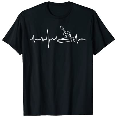 Kanu Herzschlag EKG Frequenz Paddel Kajak Kanusport T-Shirt