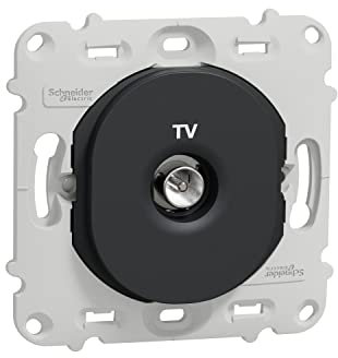 Schneider Electric - Ovalis - Prise TV Avec plaque de finition -Anthracite - S460405