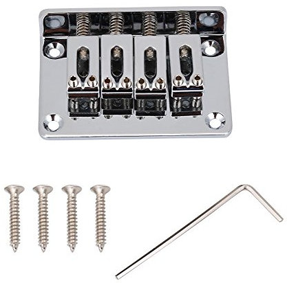 Professionelle 4-saitige Ersatzteile für feste Brücken für Cigarbox-E-Gitarren Bass-Ukulele(Silver)