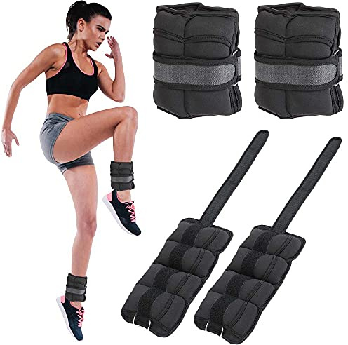 BAKAJI Lot de 2 poids pour chevilles et poignets de 1,25 kg entraînement de gymnastique aérobic Fitness renforcement musculaire en tissu néoprène avec boucle réglable et fermeture déchirure, poids