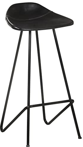 vidaXL Barhocker 2 STK. Schwarz Echtleder