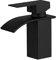 BESy Bec Cascade Robinet Salle de Bains, Mitigeur Lavabo à Une Poignée, Robinet Lavabo, Acier Inoxydable, Noir Mat
