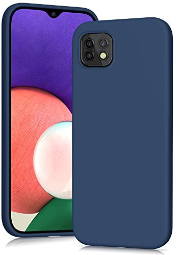 YATWIN Coque pour Samsung Galaxy A22 5G, Housse en Silicone Doux avec Découpes Précises pour Caméra, Design Ultra Mince, Protection 360° à Bords Surélevés - Bleu