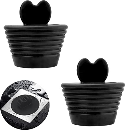 2 Stück Waschbeckenstöpsel Abflussstopfen, Universal Silikon Waschbeckenstöpsel, Abflussstöpsel, Wasserstöpsel Waschbecken für handelsüblichen Waschbecken im Bad Badezimmer Küche Home (Schwarz)