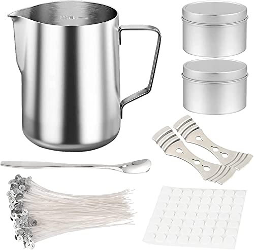 BringLuck2U Candle Making Kit, DIY Candle Making Accessories Gift Set with Candle Wick, Tin Box, Wick Sticker, Melting Pot, Wick Fixed Holder and Mixing Spoon for Candle Making