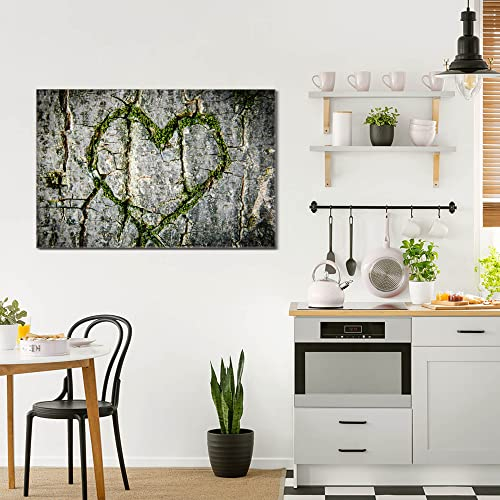 banjado® Glas Bild 120x80cm mit Motiv Herz Aus Moos als Wandbild für Wohnzimmer/Küche/Büro - Wohnzimmer Bild aus ESG Sicherheitsglas kratzfest mit geschliffenen Kanten - Glasbild groß als Wand Bild