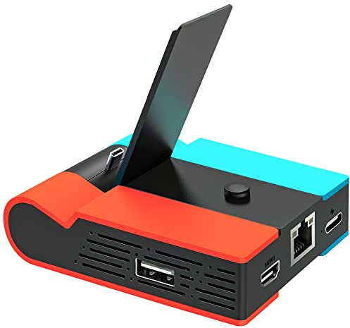Ozvavzk Switch TV Dock, Switch Docking Station, Switch Dock für Nintendo Switch/OLED, Tragbarer Switch Ladestation HD TV Adapter mit HDMI Ethernet Typ-C und 2 USB Ports unterstützt 4K On TV