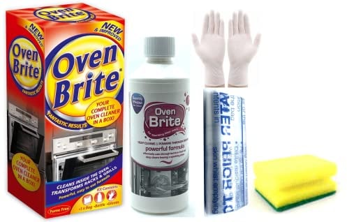 Oven Cleaner- Oven Brite Antibacterial Oven Cleaning Kit - 500 ml Bottle – Rack, Bags and Gloves Included - with Degreaser Sponge