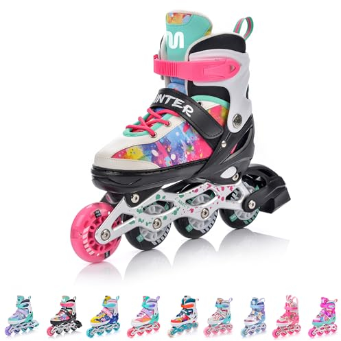 meteor® Inlineskates 4in1 Kinder Inliner Rollschuhe Roller Blades Quad Skates Carbon Kinder Inlineskates Verstellbar Schuh Big Wheels
