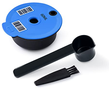 Refillable Coffee Capsules, Stainless Steel Coffee Pods Compatible with Tassimo Machines (60ML Blue)