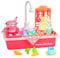Fregadero de Juguete de Cocina con Agua Corriente|Accesorios Incluidos Cocina | Cacerola | Estufa Comida|Vajilla de Colores Brillantes Accesorios|Regalo para Niñas y Niños（Rosa）