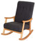 Mendler Schaukelstuhl HWC-K10, Schaukelsessel Schwingstuhl Relaxsessel FSC® - Stoff/Textil dunkelgrau, Gestell braun