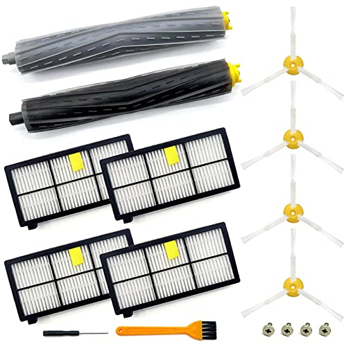 Confezione da 9 pezzi di ricambio compatibili per aspirapolvere iRobot Roomba serie 800 900 960 860 805 850 980 861 864 866 870 871 880 890 891 981 985 961, 1 set di spazzole a rullo, 4 Filtri,4