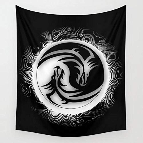 wymhzp Wandtuch Wandteppich Yin Yang Drachen Hintergrund Wandverkleidung Wohnkultur Decke Schlafzimmer Wandbehang Wandteppich Wohnzimmer 200x150cm