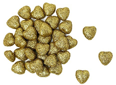 Oblique Unique® Styropor Herzen Glitzer Streudeko als Tischdeko für Weihnachten Weihnachtsdeko zum Basteln mit Kindern DIY (Gold)