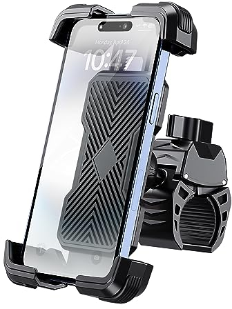 Grefay Soporte Movil Bicicleta 360° Rotación Soporte Movil Moto Anti Vibración y Cierre Seguro Soporte Moto Móvil de Carretera MTB Scooter con 360 Girar para 4,7-7,2 iPhone Samsung Xiaomi Smartphone