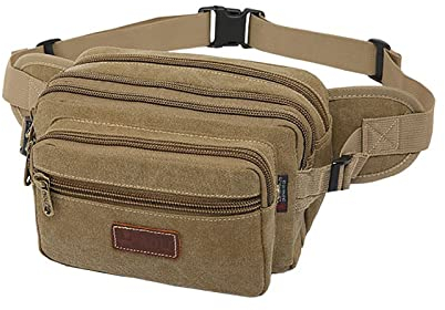 YISILINYX Herren Gürteltasche, 7 Reißverschluss Taschen,Bauchtasche Damen Verstellbare Schulter Fanny Pack, Laufen verstellbar, Radfahren Wandern, Camping, Reisen(Khaki)