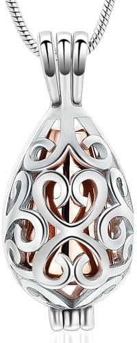 VCCWYQK Einäscherungsschmuck für Asche - Teardrop Urn Halsketten Anhänger für Asche für Frauen mit Hollow Keepsake Urn Memorial Locket Ascheschmuck