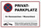 Großes Schild Privatparkplatz mit individuellem Kennzeichen – Parkverbotsschild für widerrechtliches Parken – wetterfestes Alu-Verbund Hinweisschild Parkplatz (600 x 400 x 4 mm | Weiß)