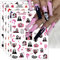 JMEOWIO Nagelsticker Halloween 12 Blatt Nail Art Sticker Selbstklebend Nagelaufkleber Totenkopf niedlicher Horror Geist Kürbis Rosa Dekoration Nageldesign Zubehör