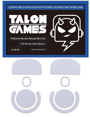 2 set di piedini per mouse TALONGAMES con bordi arrotondati e curvi, compatibili con Logitech G Pro X Superlight Gaming Mouse Feet Replacement, 0,8 mm, puro materiale PTFE con cuscinetti super lisci
