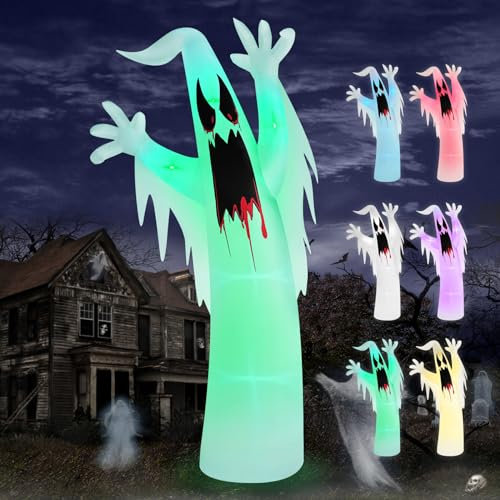 Danxilu 12 Fuß Halloween Aufblasbar Geist-Gigant mit 6 LED-Lichtern mit Farbwechsel,Halloween Deko Aufblasbar XXL für den Außenbereich, Deko für Hof, Rasen, draußen, Zuhause, Feiertagsparty