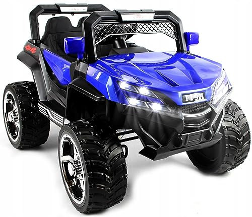 Playhouse Kinder Elektroauto Buggy x2 4x4 180Watt, Ledersitz, 4 Stoßdämpfer, Eva Räder, 12V 7ah, Fernbedienung, Kinderauto Kinderfahrzeug (Blau)