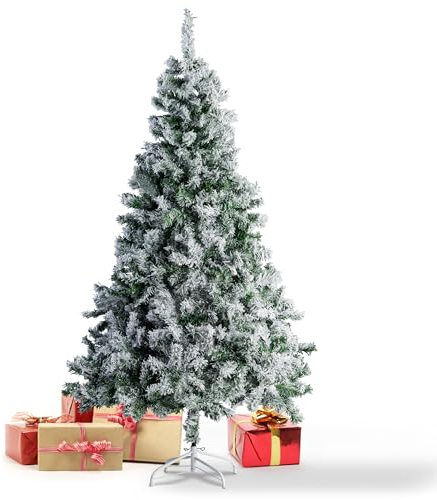 Künstlicher Weihnachtsbaum Tannenbaum 30,60,90,120, 150, 180,210 240cm Christbaum Baum Grün Weiss (Schnee, 180)