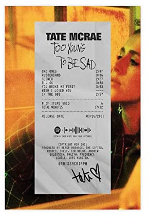 MAHWER Exklusives Kunstposter Tate McRae Music Cover Too Young to Be Sad, Leinwand, Poster, Schlafzimmer, Dekoration, Sport, Landschaft, Büro, Raumdekoration, Geschenk, ungerahmt, 30 x 45 cm