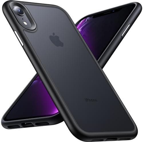 Anqrp Zero Serie für iPhone XR Hülle, Minimalistische Transluzente Matte Slim Schutzhülle, Stoßfest Dünn Handyhülle für iPhone XR mit Silikon 6,1 Zoll, Schwarz