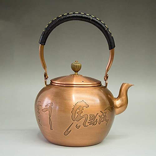 Teiera Teiera Tetsubin Teiera 1400 ml pentola di rame stile giapponese puro rame spesso teiera fatta a mano (colore: F Dimensioni: 1400 ml) (D 1400 ml) Lofty Ambition